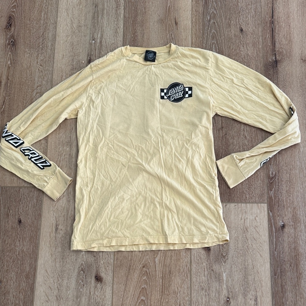 Santa Cruz Skateboards | Pale Yellow Long Sleeve Logo Tee | size M